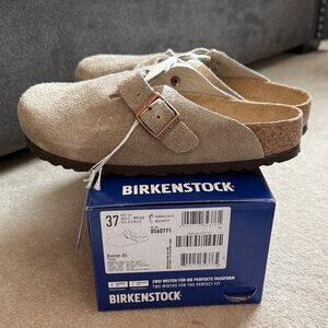 Birkenstock Boston Taupe Suede - Size 37